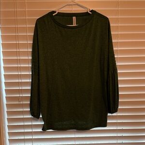 Tickled Teal Dark Green Long Sleeve Top
